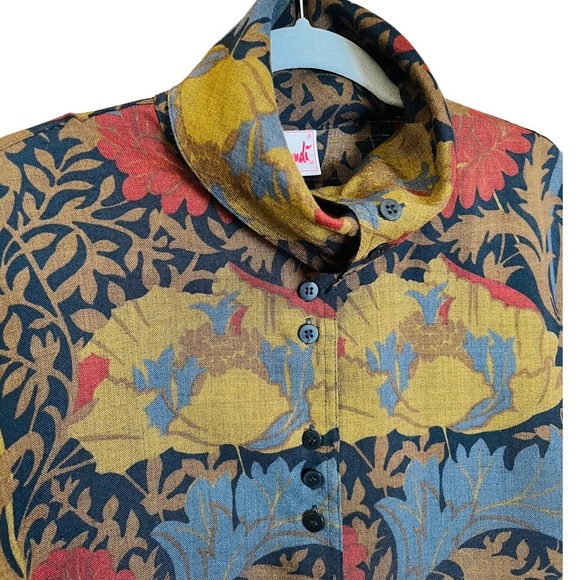 Vintage 80s Mondi Escada Floral Art Blouse Buttons Down Shirt Size 36 Small - Picture 2 of 15